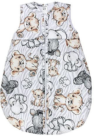 TupTam Schlafsack Baby - Wärmender Ganzjahresschlafsack 2.5 TOG, OEKO-TEX, Ärmellos, Farbe: Safari, Größe: 80-86