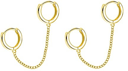 SLUYNZ 925 Sterling Silber Doppel Creolen Ohrringe Kette für Frauen Damen Doppelt Piercing Ohrringe Creolen Ohrringe