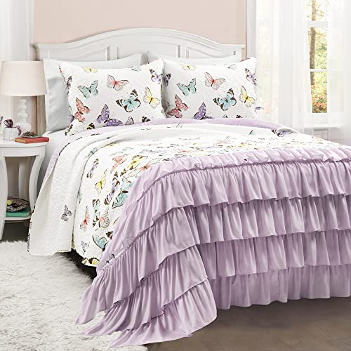 Lush Decor Flutter Butterfly - Set copripiumino oversize 2 pezzi, lilla, per letto matrimoniale