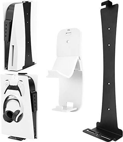 Aceshop PS5 Wall Mount, Wall Bracket for PlayStation 5 (Disc and Digital Edition) Sturdy Steel PS5 PlayStation 5 Wall Mount Bracket with Controller Holder & Headphone Hanger Screws Sponge (Black)