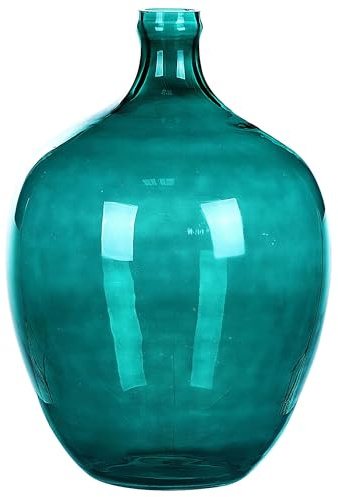Runde Blumenvase gefärbtes Glas handgefertigt blau türkis 39 cm Roti