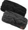Damen Gestrickt Stirnband - Mädchen Ohrenwärmer Gefüttert mit Fleece, Haarband Elastische Kopfband Stirnbänder für Damen/Frauen/Mädchen 2 Stück (Schwarz1+Grau1)