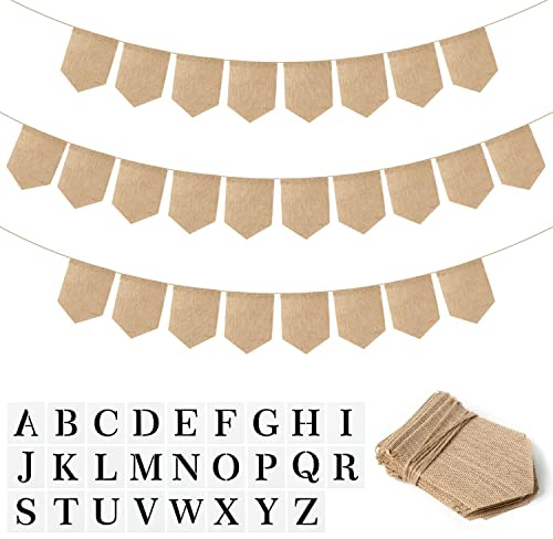 WT-DIY Bannière en toile de jute Flèches - 52 pièces