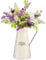 Large Galvanised Metal Jug Vase Cream Vintage Style Farmhouse Country Style Pitcher Jug Flower Vase with Text Print Design