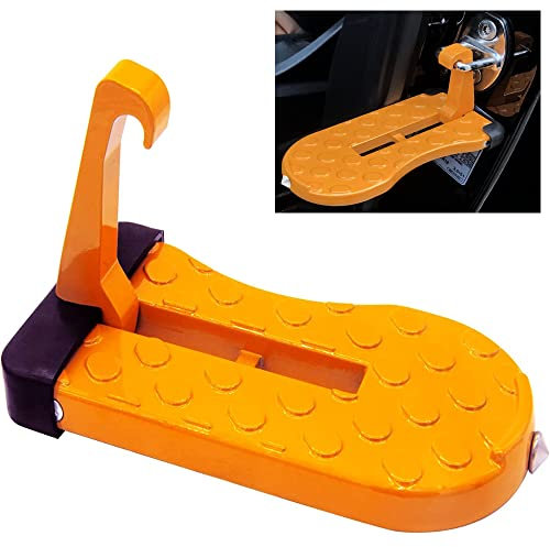 Ygapuzi Universal Auto Tr Verriegelung Schritt, Faltbare Auto Dachtrger Schritt mit Glas Fenster Breaker, Einfacher Zugang zum Dach fr die meisten Autos, SUV, LKW, Max Last 400 LBS (Orange)