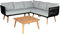 Mendler Garten-Garnitur HWC-L30, Garnitur Sitzgruppe Lounge-Set Sofa, Akazie Holz MVG-Zertifiziert - Polster hellgrau