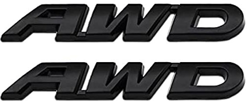 2 x Chrom-Metall-Aufkleber, kleines AWD-Buchstaben-Emblem, 4WD, Off-Road-Logo, SUV, Autorennen, Allradantrieb, Aufkleber (schwarz)