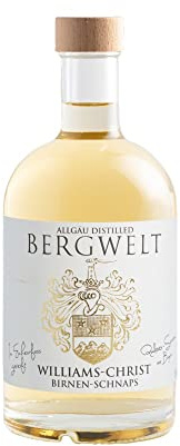 Bergwelt Williams-Christ Birnen-Schnaps 36% Vol. (1 x 0,5 l) - Edler Birnenbrand aus dem Allgäu - Traditionelle Brennkunst für höchsten Genuss