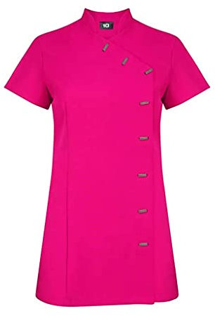Black Beauty Tunic Spa Salon Beautician Tunic Nail Massage Therapist Uniform, Hot Pink, Size 12