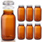6 Pieces 64 oz Amber Glass Mason Jars Glass Mason Jars Amber Canning Jar Container Set Embossed Half Gallon Fermenting Jars with Airtight Lids for Canning Freezing Preserving Beverages Jar Decor