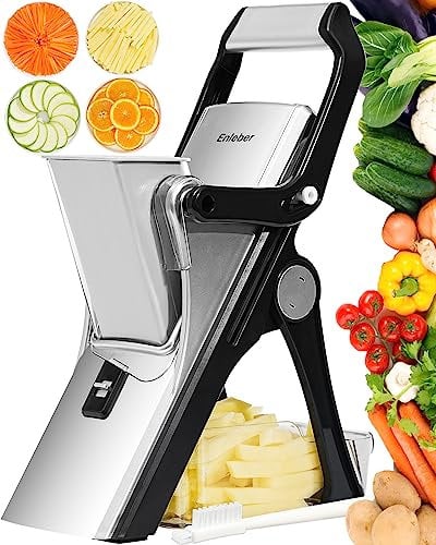 Mandoline Vegetable Slicer,Mandoline Slicer Vegetable Chopper-Julienne Dicer for Kitchen, Potato Slicer, Multifunctional Food Chopper Silver-Black
