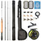 MASTER LOGIC Fliegenrute und Rolle Combo Starter Kit, 3 oder 4 Gewicht 7 Fuß Fliegenfischrute 4-teiliges Graphit Fliegenfischen Combo Kit