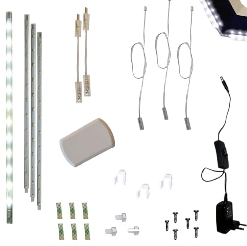 Dapo LED-Lichtleiste 3 x 30cm mit je 12 LEDs je 12 LEDs -0,8 W, Küchen-Regal-Unterbau-Wand-Schrank-Möbel-Schaufenster-Licht-Stab-Stick-Leuchte-Lampe (Kaltweiß)