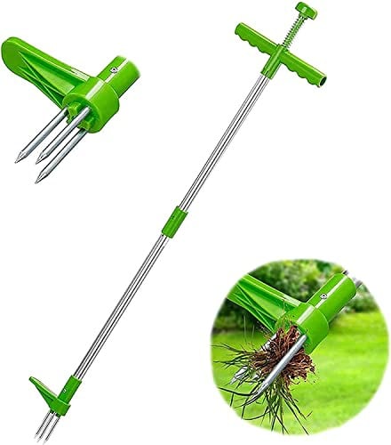 Youning Löwenzahnstecher Unkrautstecher mit Stahlkrallen Unkraut Ausstecher Distelstecher Unkrautentferner Stehen Unkrautzieher Langer Griff Garten Jätwerkzeug Entfernen von Unkraut ohne Bücken (1PC)