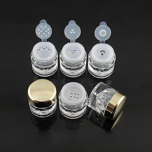 DHAEY 100pcs 3G loose Powder Jars with Sifter Mesh Empty Diy nail glitter container Packing case Black cap Diamond-100pcs,Gold Cap,3 Holes