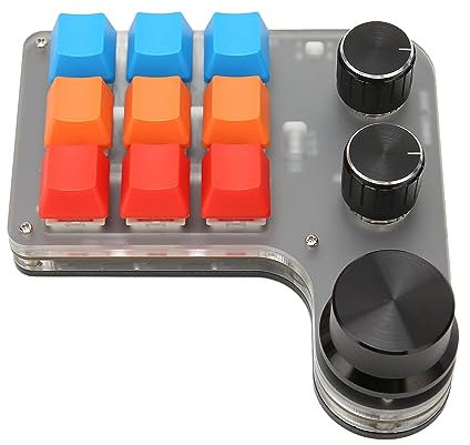 Annadue Mini Clavier de Jeu Mécanique Macro Clavier PC USB/Bluetooth à Une Main à 9 Touches avec 3 Boutons Raccourci Programmable Fonction Personnalisée Clavier OSU
