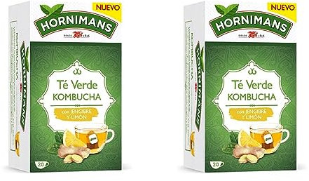 Hornimans Té Verde Kombucha con Jengibre y Limón 100% Natural | 20 bolsitas | Con Teína (Paquete de 2)