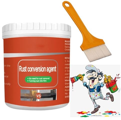 ESPRY Rust Converter for Metal,Rust Conversion Agent,Rust Inhibitor,Rust Converter Paint,Rust Remover Paint,Rust Renovator,Rust Removal Converter Metallic Paint with Brush,300g (Black)