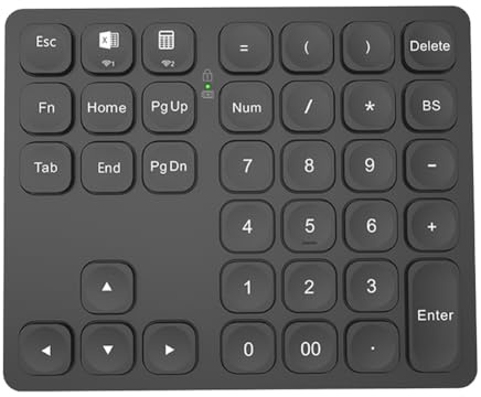 Dual Bluetooth Rechargeable Numeric Keypad Wireless Numeric Keypad for PC Laptop Digital Keyboard Slinet-Black Easy to Install Easy to Use