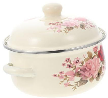 PRETYZOOM Pentola per zuppa smaltata pentola di casseruola smaltata in ceramica pentola stufata con coperchio Vecchia pentola in ceramica smaltata Pentola universale
