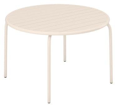 Vente-unique-Gartentisch rund - D. 110 cm - Metall - Beige - MIRMANDE von MYLIA