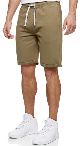 Indicode Herren Aldrich Sweatshorts mit Kordelzug | Herrenshorts Sportshorts für Männer Covert Green, L