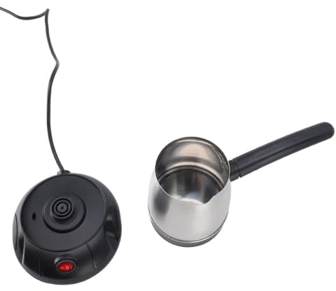 HEEPDD Türkische Kaffeemaschine, Topf, Langer Abnehmbarer Griff, Elektrischer Kaffeekessel aus Edelstahl für Tee, Milch, 500 Ml, EU-Stecker, 220 V