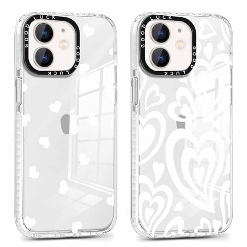 Foonary 2 Pack Clear Heart Print Phone Case Compatible with iPhone 11 6.1, Slim Soft Silicone with Love Design Aesthetics Transparent Pattern Cases, Shockproof Bumper Protector Cover
