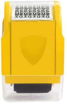 Identitätsschutz Rollstempe mit Tintenl, Datenschutz Rollstempel, Identitätsdiebstahlschutz-Rollenstempel, Rollstempel Camouflage, Guard Your ID Stamp Roller, A (Gelb)