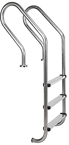 3 Stufen Schwimmbad-Handlauf, Poolleiter aus Edelstahl 304 für 1–1,4 m Pool, rutschfest und rostfrei, 250 lbs Tragfähigkeit/Silber / 1,2 mm