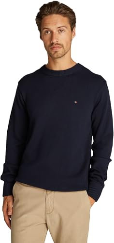 Tommy Hilfiger Men’s Chunky Cotton Crew Neck Knitted Jumper, Blue (Desert Sky), M