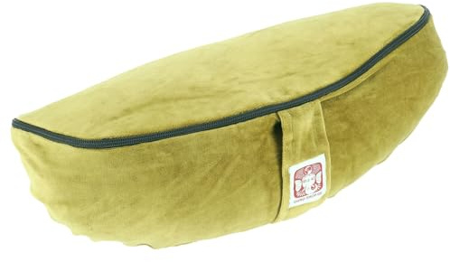 Yoga Kissen Mond, Samt Yogakissen, Nackenkissen, Lesekissen, olive | Weiches Samtmaterial, ideal als Nackenstütze oder Lesekissen, verstellbare Füllmenge mit Dinkelspelzen.