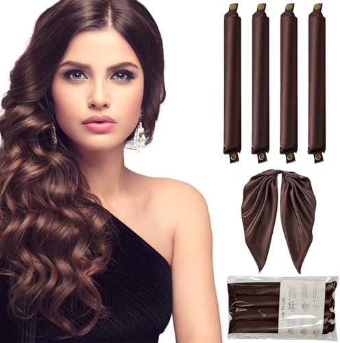 Locken Ohne Hitze, 3 Stück Neu Overnight Blowout Lockenband mit Schal, Hitzefreier Lockenstab für alle Haartypen,DIY Heatless Curls Band Frisurenset Für Langes Mittleres Haa