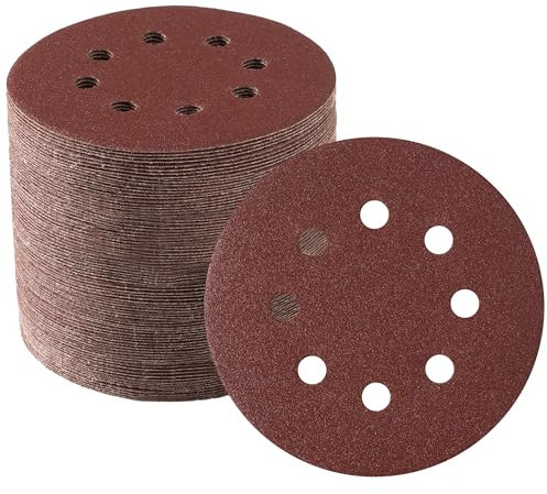 MIDO Professioanl Abrasive 125mm Sanding Discs 80 PCS 120 Grit Sandpaper 5 Inch 8 Hole Sanding Pads Sanding Disc Hook and Loop Round Orbital Sander Pads for Sanding