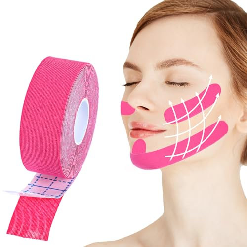 AOZUO 2 Rollen Facelift Band, Anti Falten Pflaster für Frauen Face Tape Gesichtstape Gegen Falten Face Lifting Tape Stirnfalten Patch Gesichtsgürtel zur Straffung der Haut (6,8 cm×5 m)
