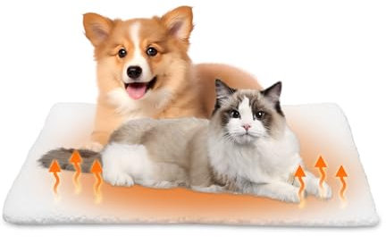 TIDEVAN Manta térmica para Gatos y Perros,60x45 cm Autocalentamiento para Gatos Manta térmica Gato y Perros Manta Térmica Sin Electricidad para Gatos y Perros Lavable Interiores y Exteriores(Blanco)