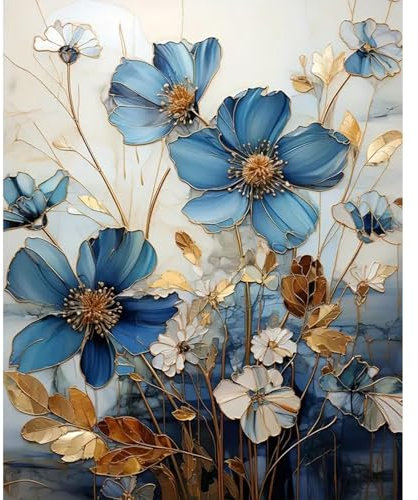 JATOK Malen Nach Zahlen Erwachsene, Paint by Numbers Malen Nach Zahlen, DIY Lotusblume mit Pinseln und Acrylfarben Handgemalt Ölgemälde Leinwand für Home Decor, Ohne Rahmen (40x50cm)