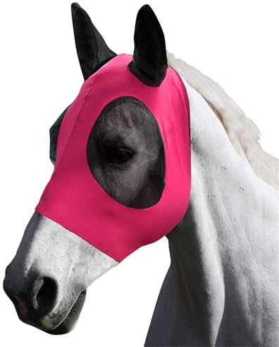 XFSRG Fliegenmaske Pferd UV Schutz Super Comfort Stretchy Horse Fly Mask mit Large Eye Space Elastisch Pferdefliegenmaske mit Ohrenschutz Pferde Atmungsaktiv Hautfreundlich