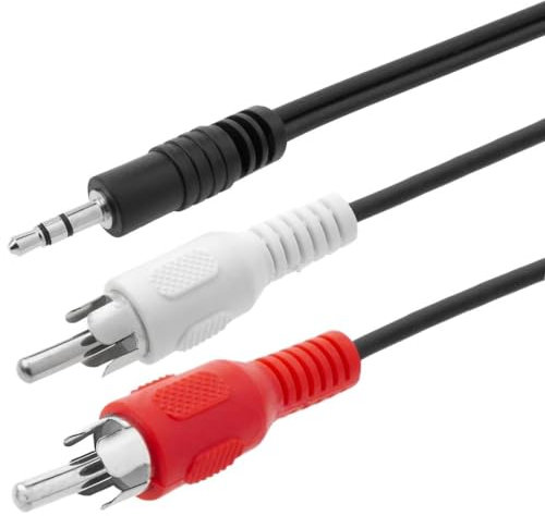 TECHZOCO Cable Audio Estereo Jack a 2 RCA, Cable Jack 3,5mm a 2 RCA, Cable Cinch Conector Minijack Audio Estéreo, Apto para HiFi Sonido PC Amplificador Altavoz Móvil Tablet iPod TV DVD, 3 Metros