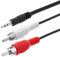 TECHZOCO Cable Audio Estereo Jack a 2 RCA, Cable Jack 3,5mm a 2 RCA, Cable Cinch Conector Minijack Audio Estéreo, Apto para HiFi Sonido PC Amplificador Altavoz Móvil Tablet iPod TV DVD, 3 Metros