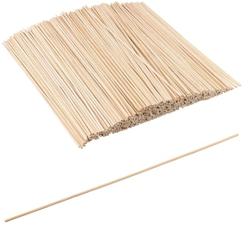 KOHAND 500 PCS Wooden Sticks, 300mm x 3mm Round Bamboo Dowel Rods, Unfinished Hardwood Sticks for Crafting, DIY, Building Model, Home Decoration