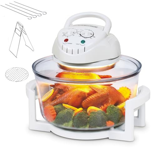 Forno Alogeno Multifunzione, Friggitrice ad Aria alogena da 12 Litri con Temperatura e Timer Regolabili, Friggitrice ad Aria con Forno Alogeno da Controsoffitto da 1300 W, Mantiene Nutrienti white