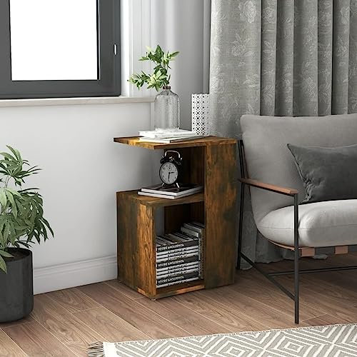 Myheimly Beistelltisch mit Stauraum Couchtisch Wohnzimmertisch Sofatisch Kaffeetisch Anstelltisch Tisch Wohnzimmer 36x30x56cm Holzwerkstoff Räuchereiche