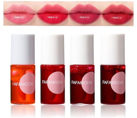 Lip Tint Stain Set, 4PCS Lip Stain Long Lasting Waterproof Mini Liquid Lipstick Lightweight Moisturizing Lip Gloss, Non-sticky, Transfer-Proof Multi-Use Lip and Cheek Tint