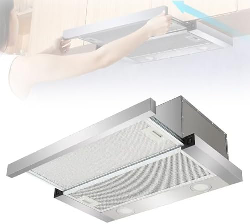 BDJSN Hotte Aspirante Push-Pull, Extracteur De Recirculation Télescopique en Acier Inoxydable À Double Moteur De 600 Mm avec Lumière LED, Ventilateur D'extraction 390pa, Sortie d'air De 120 Mm