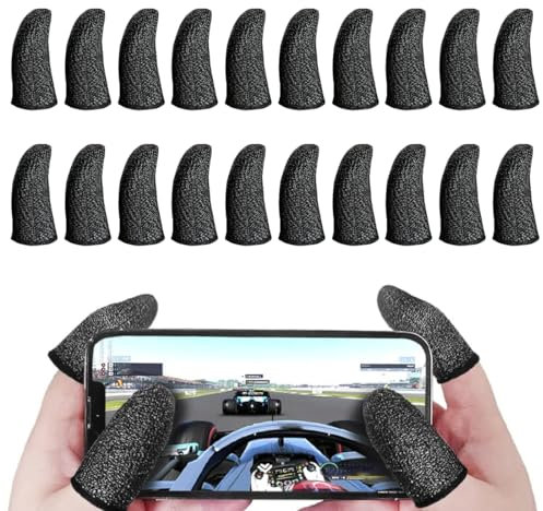 20 Pièces Mobile Phone Game Sleeve Finger, Manchon de Doigt pour Écran Tactile, Mobile Gaming Finger Sleeve, Anti-Transpiration Respirant Finger Manches