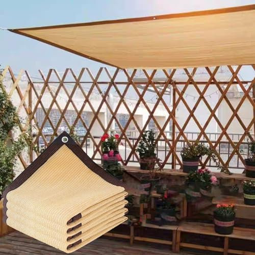 Tenda parasole rettangolare, resistente, per esterni, cortile, portico, pergola, giardino, patio, permeabile all'acqua e all'aria (beige, 5 x 10 m)