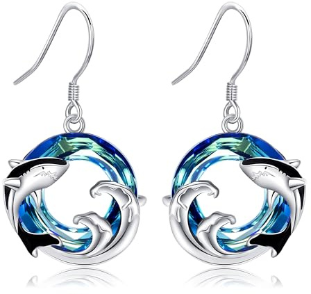 DAYLINLOVE Pfau/Hai/Kolibri/Pommern/Ziege Ohrringe für Frauen 925 Sterling Silber Tier Schmuck Geschenke für Frauen