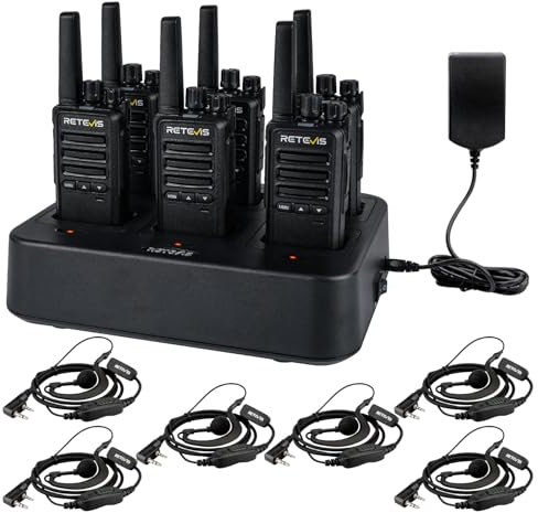Retevis RT668B Walkie Talkie, Radio PMR446 Bidirezionale, USB-C, 16 Canali, Set Radio Bidirezionale Ricaricabile per Sicurezza, Ristoranti, Magazzini (Con caricabatterie a 6 vie)