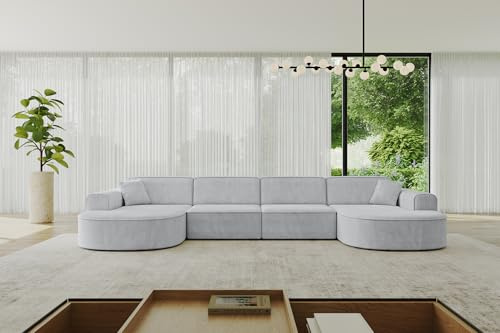 ALTDECOR Ecksofa in U-Form MARI-U2 388x171x79,5 - Grau | Corner Sofa Bett Eckcouch Couch Wohnlandschaft Cauchsofa